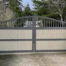 Custom driveway gates. Metal frame driveway gate with wood accents by K&S Railings in Nanaimo, BC